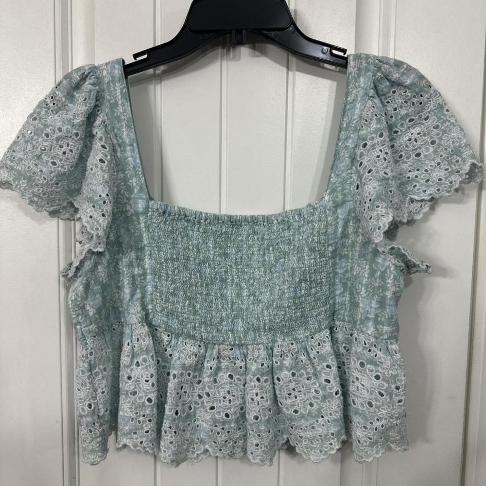 Cottage core coquette eyelet babydoll short sleeve blouse. M - Picture 4 of 6